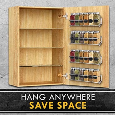 Spice Rack Organizer For Cabinet Door| Kitchen Pantry Organization And Storage | Set of 4 Chrome Tiered Hanging Shelf for Spice Jars and Seasonings | Door Mount Wall Mounted Under Sink Shelves
