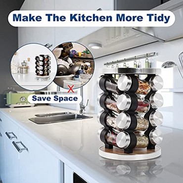 Spice Rack Organizer for Cabinet Revolving Spice Organizer with 16 Seasoning Jars Standing Holder Spice Tower for Kitchen