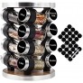 Spice Rack Organizer for Cabinet Revolving Spice Organizer with 16 Seasoning Jars Standing Holder Spice Tower for Kitchen