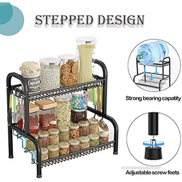 Spice Rack Organizer for Countertops 2-Tier Stepped Storage Shelf for Cabinet; Kitchen Spice Organizer Standing Rack Shelf for Pantry