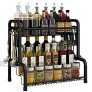 Spice Rack Organizer for Countertops 2-Tier Stepped Storage Shelf for Cabinet; Kitchen Spice Organizer Standing Rack Shelf for Pantry