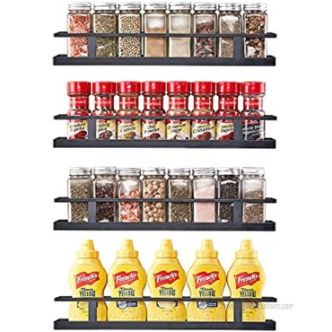Spice Rack Organizer Wall Mount Set of 4 Farmhouse Hanging Seasoning Shelf Holder for Cabinet Cupboard Pantry Door or Kitchen Wall 4 Tier