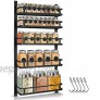 Spice Rack Organizer Wall Mounted G-TING 5 Tier Height-adjustable Hanging Spice Shelf Storage with 5 Hooks Dual-use Large Seasoning Holder Racks for Kitchen Cabinet Pantry Door Bathroom Black