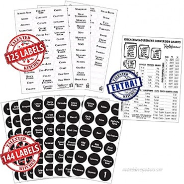 Talented Kitchen 12 Magnetic Spice Tins and 2 Types of Spice Labels. 12 Storage Spice Containers Magnetic Spice Jars with Window Top and Sift-Pour. 240 Preprinted Spice Stickers. Spice Rack On Fridge