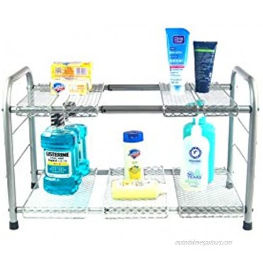 ABO Gear 2-Tier Under Sink Organizer Adjustable Kitchen Shelf Organizer Expandable Cabinet Storage Shelf Organizer