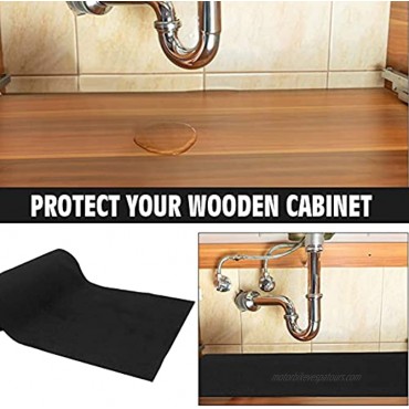 AiBOB Under The Sink Mat 24 X 30 inches Waterproof Shelf Liner Mats for Kitchen and Bathroom Sinks Durable thicker Mats Protects Cabinets black