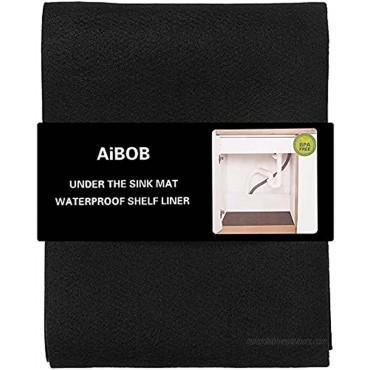 AiBOB Under The Sink Mat 24 X 30 inches Waterproof Shelf Liner Mats for Kitchen and Bathroom Sinks Durable thicker Mats Protects Cabinets black