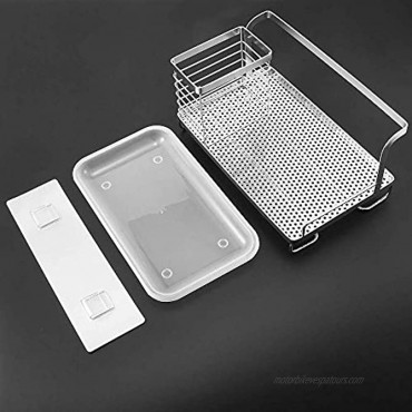 AJayHao,304 Stainless Steel Sink Caddy Organizer with Hanging Bar for Dish Rag,No Drilling Traceless Adhesive Wall Mounted Organizer Or Desktop OrganizerSilver