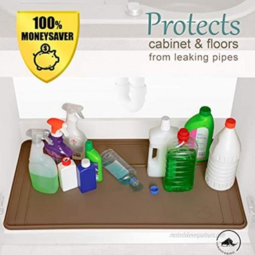 Famous Rhino Under Sink Mat Kitchen Cabinet Mat Adjustable Easy to Clean Liner Protector for Kitchen Sink and Bathroom Disifenction Surface 34 x 22 or smaller…