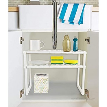 HOME-X Under Sink Storage Shelf Expandable Cabinet Organizer for Kitchen Expands16” to 26”