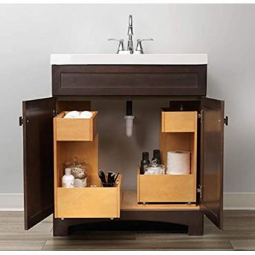 Homewerks Worldwide RIPVANSHELF2 Slide Out Storage Cabinet Under Sink Organizer 19 Inch 2 Tier Premium Wood Finish