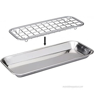 mDesign Metal 2-Piece Sink Tray Caddy for Kitchen Countertops Removable Grid Insert for Sponges Scrubbers Bar Soap Cleaning Tools Drainage Grid with Tray Polished Stainless Steel
