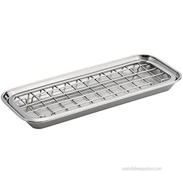 mDesign Metal 2-Piece Sink Tray Caddy for Kitchen Countertops Removable Grid Insert for Sponges Scrubbers Bar Soap Cleaning Tools Drainage Grid with Tray Polished Stainless Steel