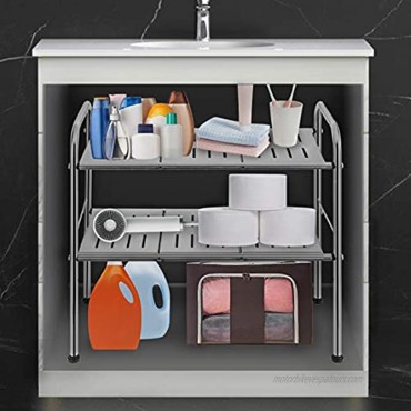 Nother 2-Tier Expandable Under Sink Organizer Shelf Storage Rack with Removable Panels and Steel Pipes for Kitchen Bathroom Cabinet Expand from 17 to 26 inches