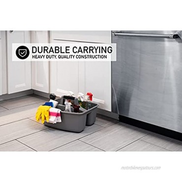 United Solutions Rough and Rugged All-Purpose Caddy with Insert 2 Compartments Thick Handle for Carry-Comfort Multi-Use Great for Cleaning and Home Organization 2 Pack Grey Black
