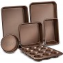 6-Pcs Nonstick Bakeware Set-Highest-Quality Baking Sheets Non-Grease Cookie Trays Wide & Square Bake Pan Bread Loaf & Round Cake Pan Designed Not To Wrap or Bend Out Of Shape NutriChef