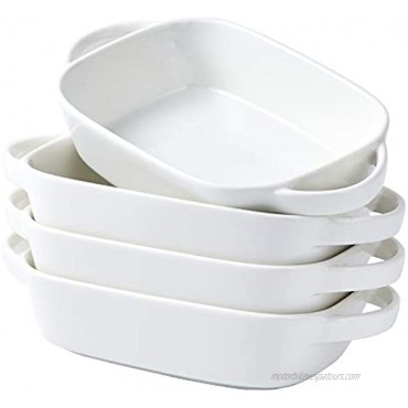 Bruntmor Set Of 4 Ceramic 7x5 Baking Dish Oven Safe Roasting Lasagna Pan Small Casserole Bakeware with Handle Rectangular Dish 20 Oz. White