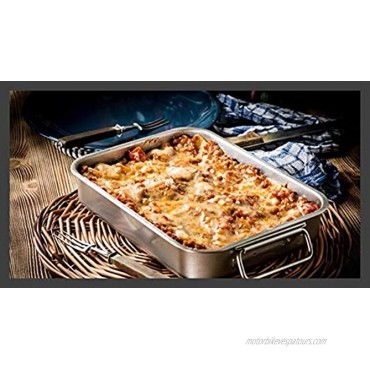 Professional Kitchen Quality Stainless Steel Roaster Lasagna Pan Casserole Dish W Roasting Rack for Everything From Thanksgiving Turkey to Easter Hams or Any Holiday Meal