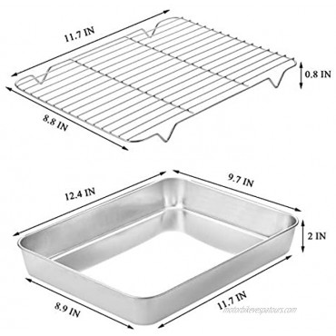 WEZVIX Lasagna Pans with Lids and Racks Set of 3 12.4＂x 9.7＂x 2＂ Stainless Steel Rectangular Deep Bakeware Baking Pan for Lasagna Brownie Fish Heavy Duty & Non-Toxic Easy Clean & Dishwasher Safe