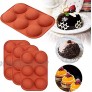 3-Pack 6-Cavity Semi Sphere Silicone Mold Baking Mold for Making Hot Chocolate Bomb Cake Jelly Dome Mousse（Brick red）