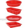 4 Piece Nonstick Silicone Bakeware Set Baking Shaping Kits with Round Square and Rectangular Cake Shaping Kit Pan Red