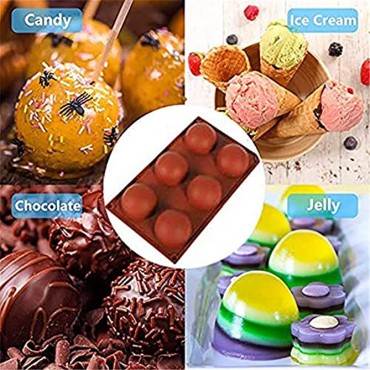 Emfure 2 Pack Large 6 Holes Semi Sphere Silicone Molds Silicone Hot Chocolate Bomb Molds for Baking Cocoa Cake Jelly Dome Mousse Dia: 2 3 4 Inches