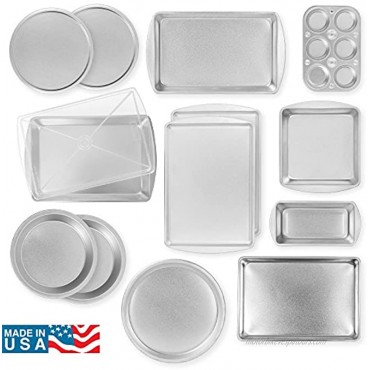 EZ Baker Uncoated Durable Steel Construction 14-Piece Bakeware Set American-Made Natural Baking Surface that Heats Evenly for Perfect Baking Results Set Includes all Necessary Pans