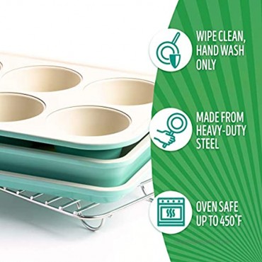 GreenLife Healthy Ceramic Nonstick Toaster Oven Bakeware Set 4 Piece turquoise