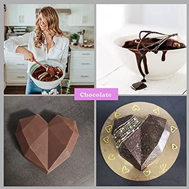 Hamletoff Heart Silicone Cake Mold – Diamond Heart Love Shape Silicone Cake Mold 7 Inch Geometric Heart Mold Large Heart Mold for DIY 3D Baking Mousse Chocolate Brownie Cheesecake Jelly