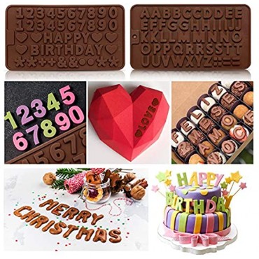 Heart Chocolate Mold IVARSOYA 2Pcs Diamond Heart Silicone Molds for Baking with 3Pcs Wooden Hammers 1Pc Letter Mold 1Pc Number Mold Tray for Home Kitchen Cake Baking and Decoration