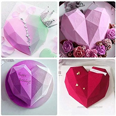 Juome Diamond Heart Shaped Silicone Cake Pan Non-Stick 3D Love Silicone Molds for Cake Mousse Dessert 1 pack