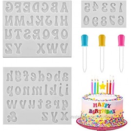 Number Letter Molds for Chocolate,Silicone Fondant Molds,Uppercase Lowercase Alphabet 0-9 Number Handmade Soap Molds for Chocolate Covered Strawberries,Cake Decorations,Including 3 Droppers gray