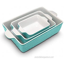 NutriChef 3Pcs. Nonstick Bakeware PFOA PFOS PTFE Tray Set w Odor-Free Ceramic 446°F Oven Microwave Dishwasher Safe Rectangular Baking Pan Aqua
