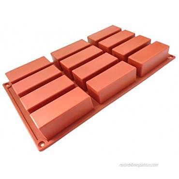 OPPIUPEE Silicone Muffin Pan Set 12 Cavity Narrow Rectangle Bars Silicone Baking Mold for Making Chocolate Cake Soap Mold Ice Tray BPA Free