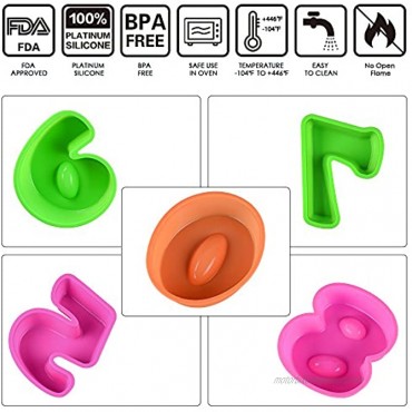 Silicone Baking Number Cake Mold Baking Molds for Birthday Anniversary Set of 9