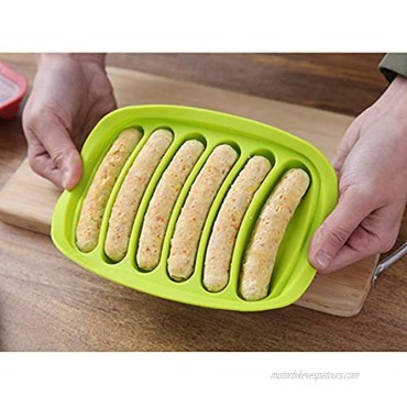 Silicone Hot Dog Molds 6 Cavities Sausage DIY Handmade Hamburger Pan Heat-Resistant Non-Stick Molds for Ice Cube Tray Bread Candy Jelly Chocolate and Cake Green