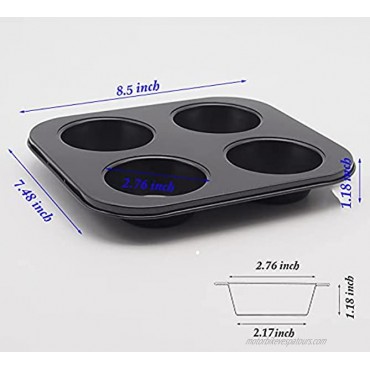 2Pcs Muffin Pan 4 Cup Standard Size Air Fryer Small Oven Cupcake Baking Pan Non Stick No Toxic Carbon Steel By HYTK