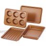 Ayesha Curry Nonstick Bakeware Toaster Oven Set with Nonstick Baking Pan Cookie Sheet Baking Sheet and Muffin Pan Cupcake Pan 4 Piece Copper Brown