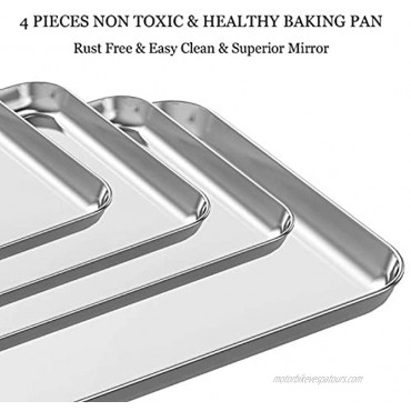 Baking Sheet Fungun 8 Piece Cookie Sheet Stainless Steel Baking Sheet with Rack Set Nonstick Non Toxic & Healthy Rust Free & Heavy Duty Mirror Finish & Easy Clean Dishwasher Safe