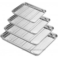 Baking Sheet Fungun 8 Piece Cookie Sheet Stainless Steel Baking Sheet with Rack Set Nonstick Non Toxic & Healthy Rust Free & Heavy Duty Mirror Finish & Easy Clean Dishwasher Safe