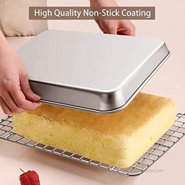 Baking Sheet with Cooling Rack Set Set of 4 [2 Sheets+2 Racks],Size 10x8x1 Inch EstmoonStainless Steel Cookie Sheet for Baking Use Baking Pan Non Toxic &Heavy Duty ,Oven & Dishwasher Safe