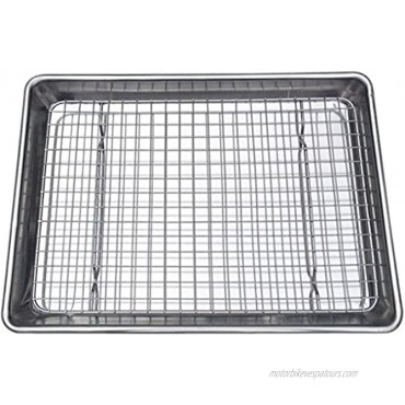 Checkered Chef Quarter Sheet Pan and Rack Set 9.5 x 13 inches. Aluminum Cookie Sheet Baking Sheet Pan with Stainless Steel Oven Safe Cooling Rack. Bonus Silicone Baking Mat Included.