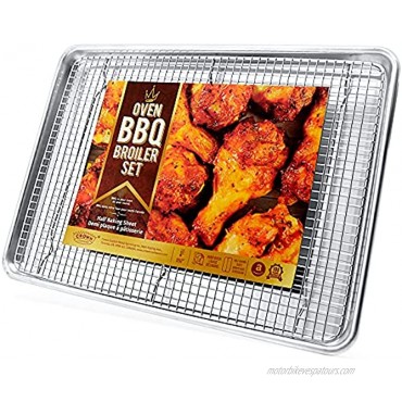 Crown Baking Sheet with Rack 13x18 inch Heavy Duty Rust Free Pure Aluminum Pan Stainless Steel Rack