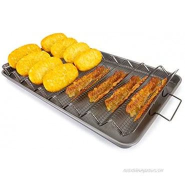 EaZy MealZ Bacon Rack & Tray Set | Up to 16 Strips of Bacon | Tray & Grease Catcher | Even Cooking | Non-Stick | Healthy Cooking | XL Texas Size