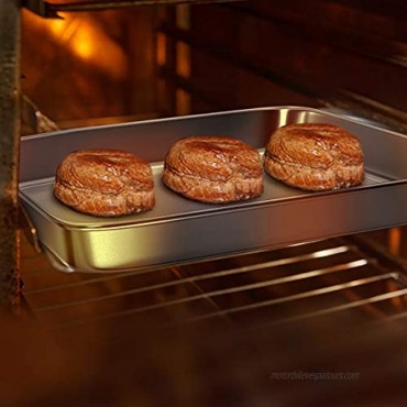 Gtmkina Small Toaster Oven Pan with Cooling Rack,Stainless Steel Small Toaster Oven Baking Tray and Cookie Sheet for Baking and Roasting,Rectangle Size 9 x 7 x 1 Anti-Rust,Thick & Sturdy