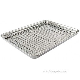 HOMVIDA Baking Sheet with Wire Rack Set Stainless Steel Rimmed Baking Pan Tray with Elevated Cooling Rack Toaster Oven Safe 16 x 12