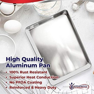 KITCHENATICS Baking Pan and Cooling Rack Half Sheet Aluminum Baking Pan and Stainless Steel Rack Set Roasting Rack Set and Cookie Tray for Oven and Grill Non-Toxic 13.1 x 17.9 x 1