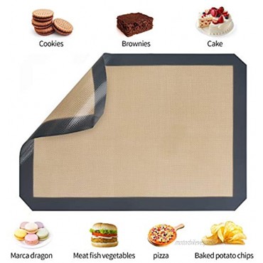 LHGOGO Set of 4 Silicone Baking Mats 100% Non-Stick Food Safe Premium Durable 2 Half Sheets Mat & 2 Quarter Sheet Liner with Silicone Brush for Macaron Cookie Pastry