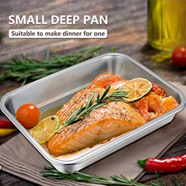 P&P CHEF High-Sided Cookie Sheet Baking Pan Rectangular Lasagna Pan Stainless Steel Size 10.6”x 8.25” x 1.7” Perfect for Most Toaster Oven & One Person Use Heavy Duty & Easy Clean