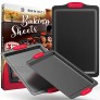 Premium Non-Stick Baking Sheets Set of 3 Deluxe PBA Free Easy to Clean Racks w  Silicone Handles Bakeware Pans for Cooking Baking Roasting Lets You Bake The Perfect Cookie or Pastry Every Time